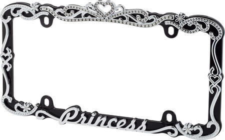 Cruiser Accessories Cruiser Accessories Classic Frames Princess Heart Black Metal License Plate Frame - - Outdoor Depot