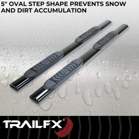 Trailfx TrailFX A7056B Truck Running Boards Fits Ram 1500 Crew Cab 2011-2018 Oval 5 Inch Straight Nerf Bars - Outdoor Depot