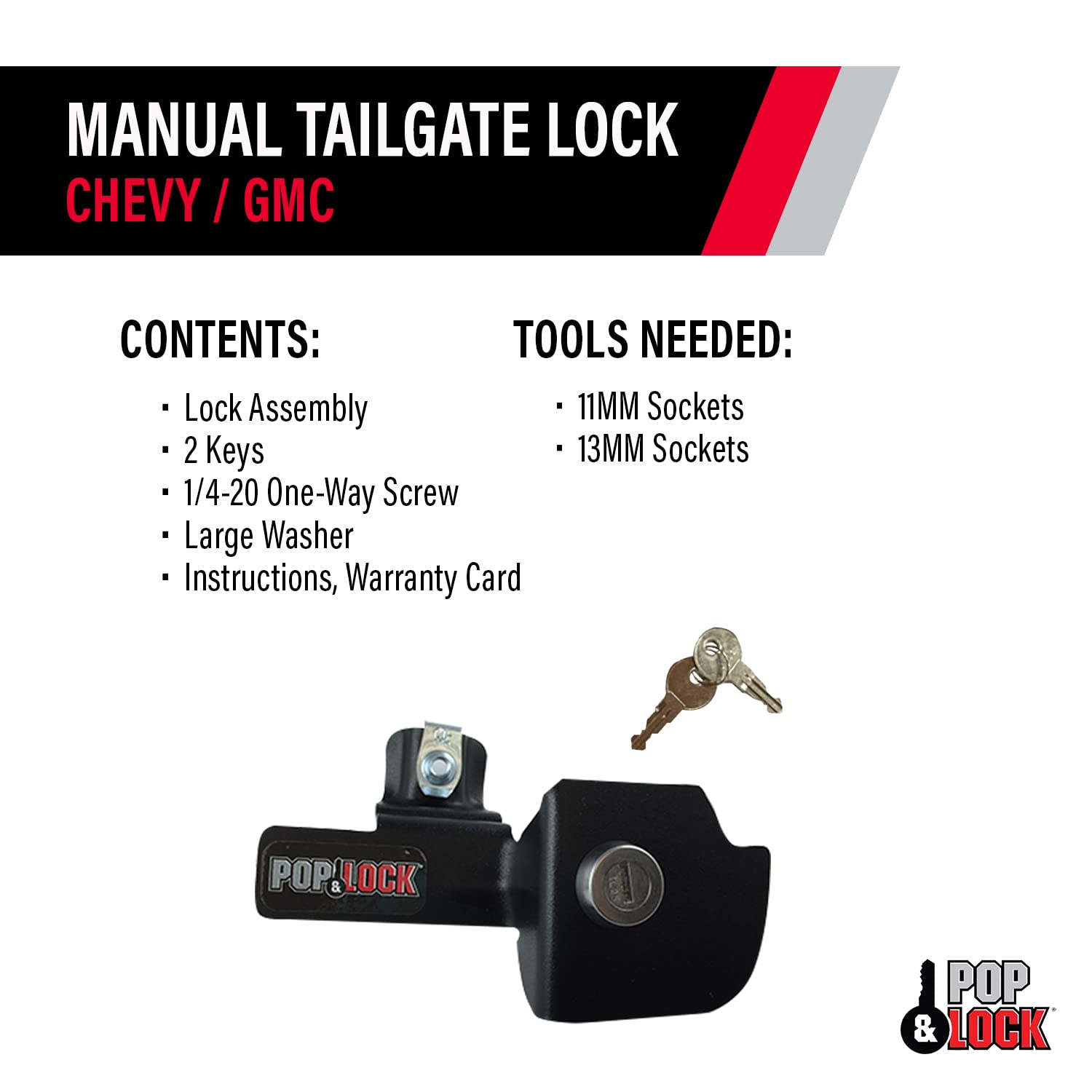 Pop & Lock Pop & Lock – Manual Tailgate Lock for Chevy Silverado and GMC Sierra, Fits 1999 to 2007 Models - Outdoor Depot