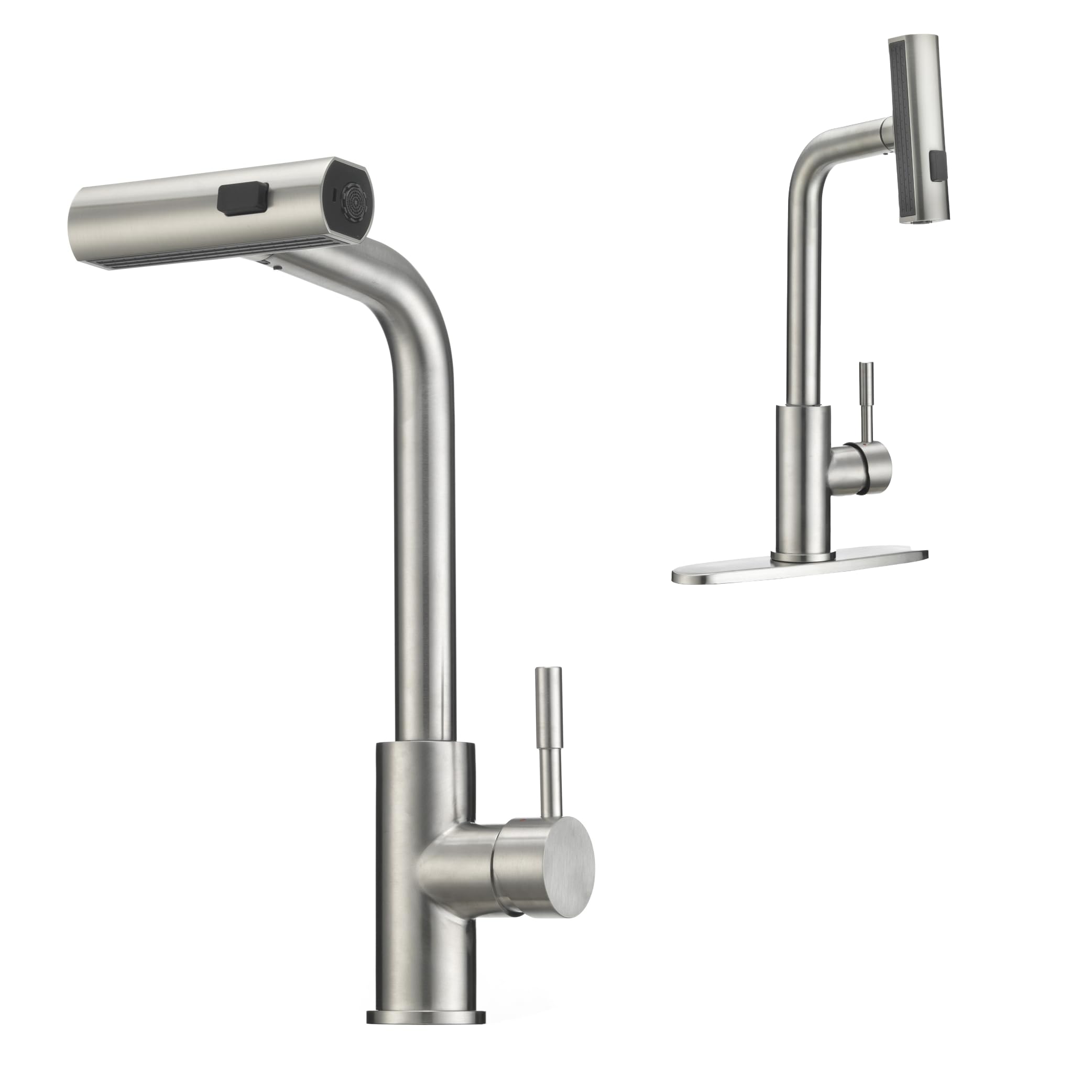 Dura Faucet Dura Faucet (DF-MK511X-SN) Rainfall RV Kitchen Faucet – Satin Nickel, Dual-Mode Rotating Spray - Outdoor Depot