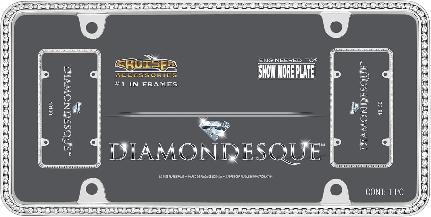 Cruiser Accessories Cruiser Accessories 18130 Diamondesque License Plate Frame, Chrome/Clear - Outdoor Depot