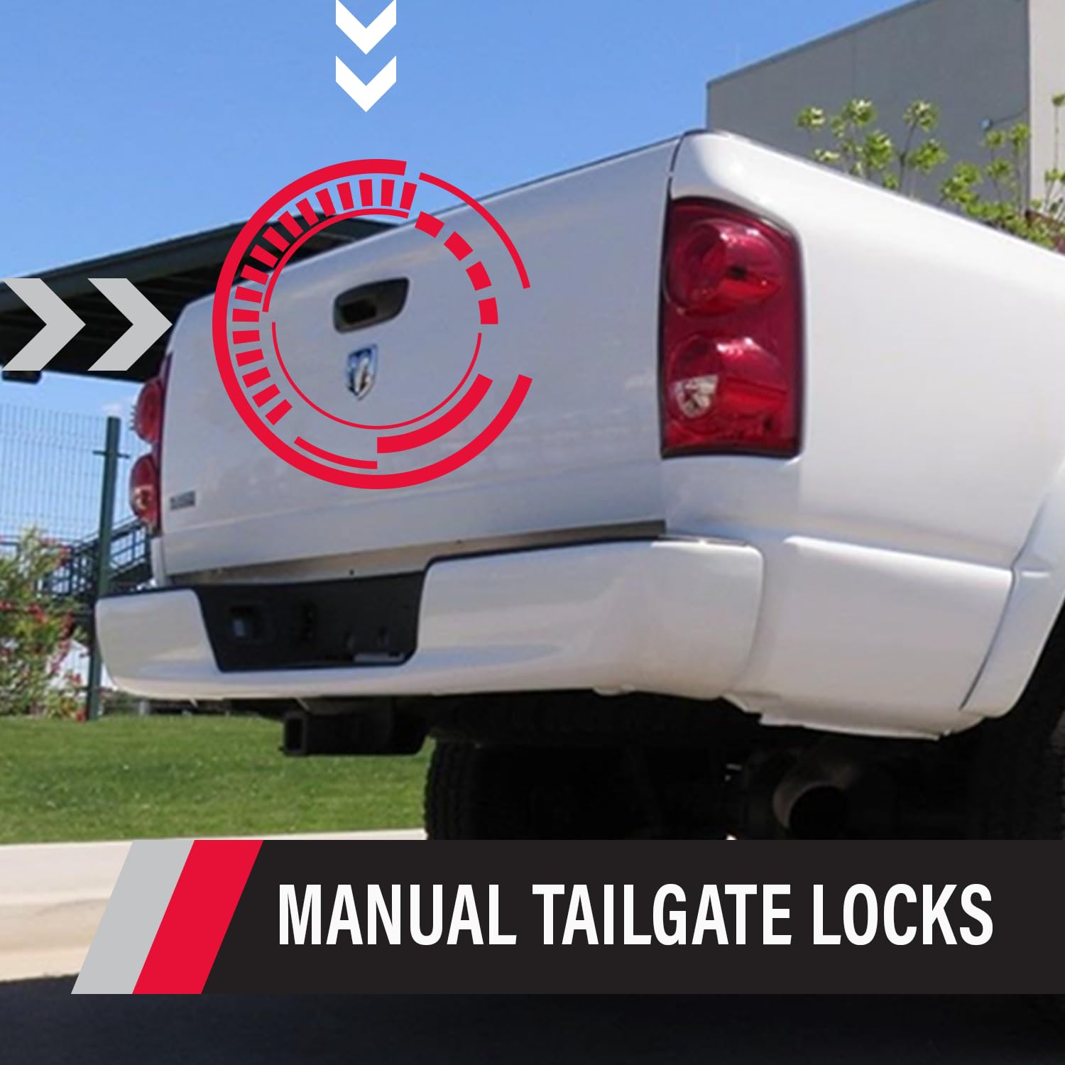 Pop & Lock Pop & Lock – Manual Tailgate Lock for Dodge Ram 1500, 2500, and 3500, Fits 2002 to 2008 (Chrome, - Outdoor Depot