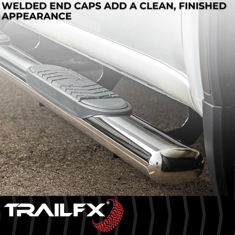 Trailfx Truck Running Boards Fits Ram 1500 Crew Cab 2011-2018 Oval 5 Inch Straight Nerf Bars with Step Pads - Outdoor Depot