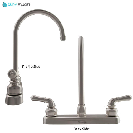 Dura Faucet Dura Faucet DF-PK330HC-SN RV J-Spout Kitchen Sink Faucet (Brushed Satin Nickel) - Outdoor Depot
