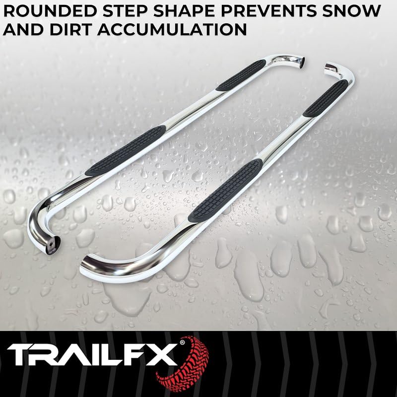Trailfx Nerf Bars Fits Jeep Gladiator JT 2020-2025 Polished Stainless Steel 3-Inch Round Bent Rocker Panel - Outdoor Depot
