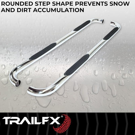 Trailfx Nerf Bars Fits Jeep Gladiator JT 2020-2025 Polished Stainless Steel 3-Inch Round Bent Rocker Panel - Outdoor Depot