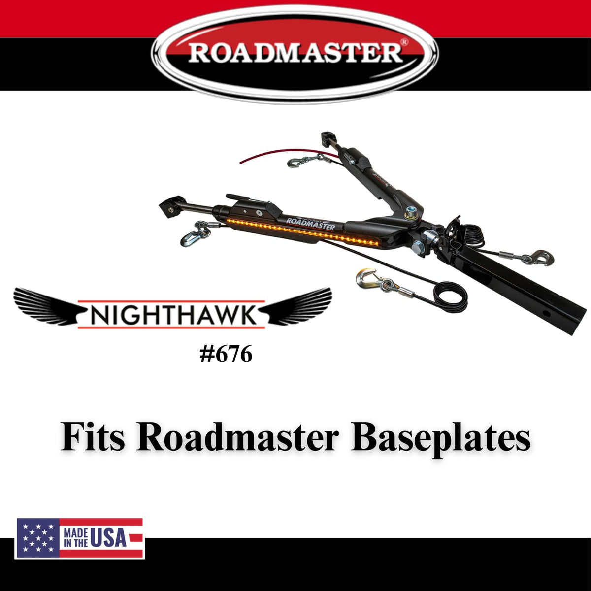 Roadmaster Roadmaster 676 Nighthawk Tow Bar fits Roadmaster Baseplates | Hauls Up to 8,000 lbs | Non-Binding - Outdoor Depot