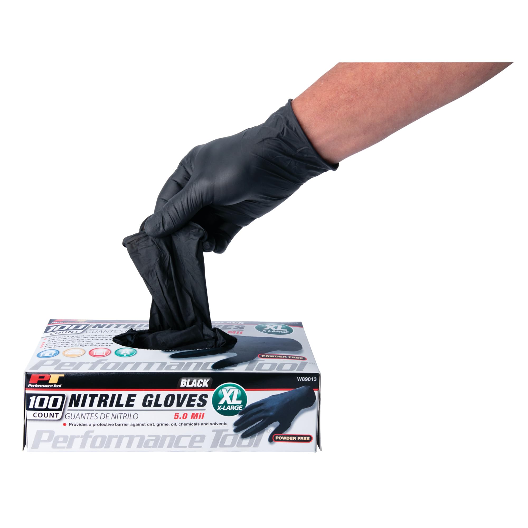 Performance Tool Performance Tool W89012 Large Black Nitrile Gloves Medium - Outdoor Depot