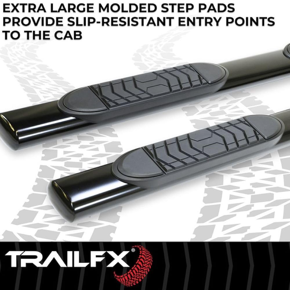 Trailfx Trailfx Side Step Bars Fits 2023–2025 GMC Sierra 1500 5 Inch Oval Straight Nerf Bars with Step Pads - Outdoor Depot