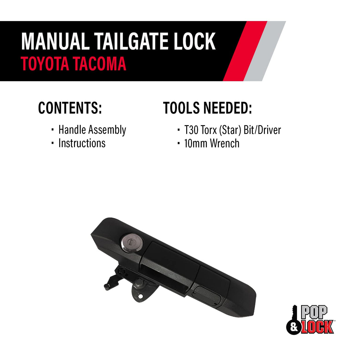 Pop & Lock Pop & Lock PL5400 Black Manual Tailgate Lock with Bolt Codeable Technology for Toyota Tacoma - Outdoor Depot