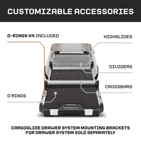 DECKED Decked Truck Bed Slide Compatible with CargoGlide 600/75% / 24" W / 52" L for Maverick - 1500 lb - Outdoor Depot