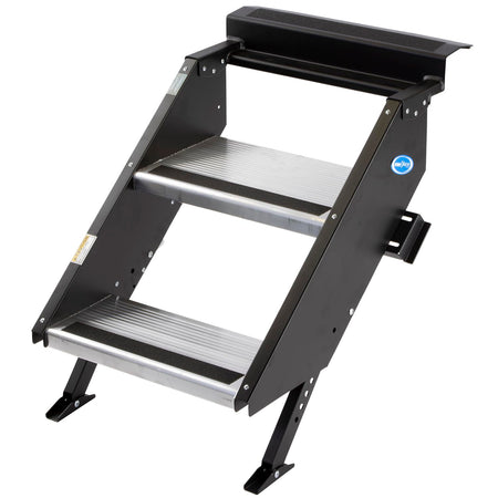 MORryde MORryde STP-201 StepAbove Fold-Up RV Entry Step - 2-Step (9" Step Rise), Fits 24" Door Width - Outdoor Depot