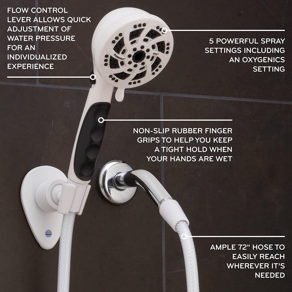 ETL Oxygenics Fury RV Handheld Shower Head Kit, White - Outdoor Depot