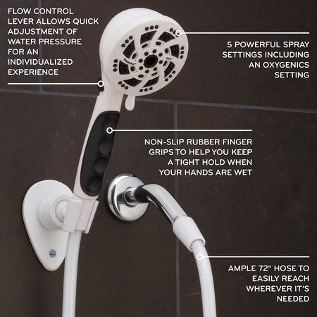 ETL Oxygenics Fury RV Handheld Shower Head Kit, White - Outdoor Depot