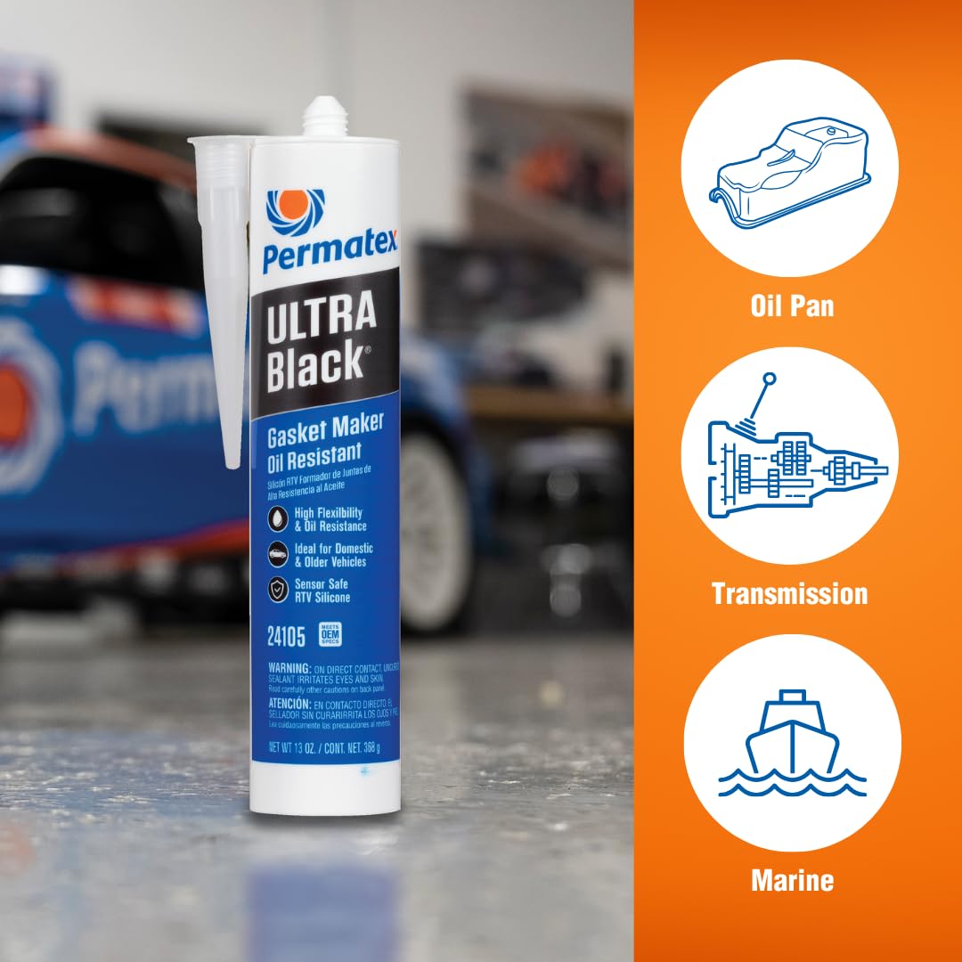 Permatex Permatex 24105 Ultra Black Maximum Oil Resistance RTV Silicone Gasket Maker, 10.6 oz. Cartridge - Outdoor Depot