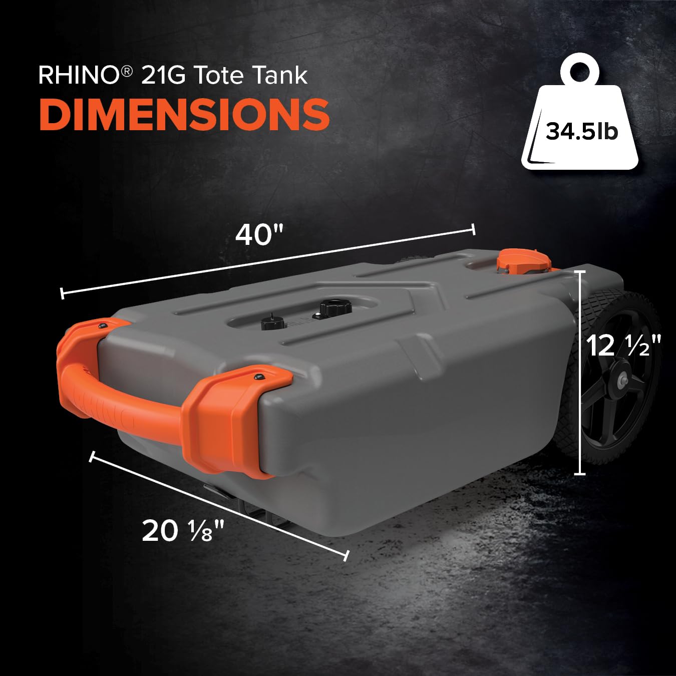 Camco Camco Rhino 21-Gallon RV Portable Waste Tank - Features Large Heavy-Duty No-Flat Wheels & Low Drain - Outdoor Depot
