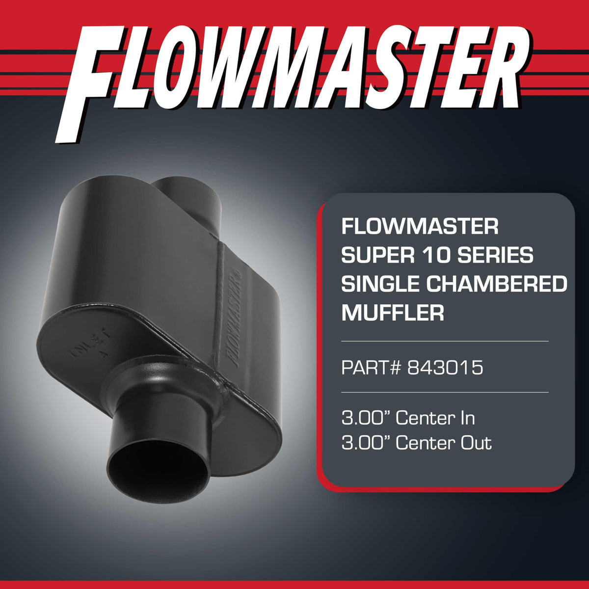 Flowmaster Flowmaster Super 10 Series Chambered Muffler – 3.00” Center In / 3.00” Center Out – Race-Inspired - Outdoor Depot