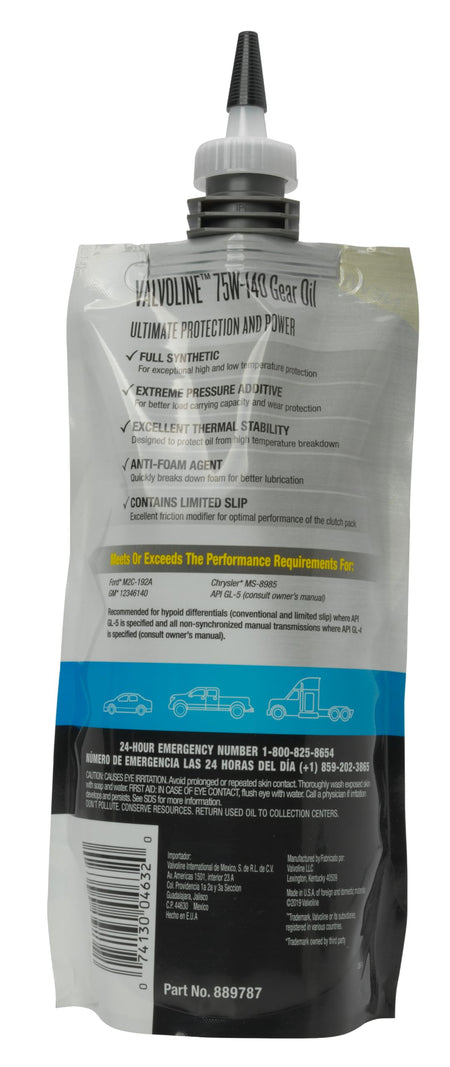 Valvoline Valvoline FlexFill Advanced Full Synthetic Full Synthetic 75W-140 Gear Oil 1 QT FlexFill - Outdoor Depot