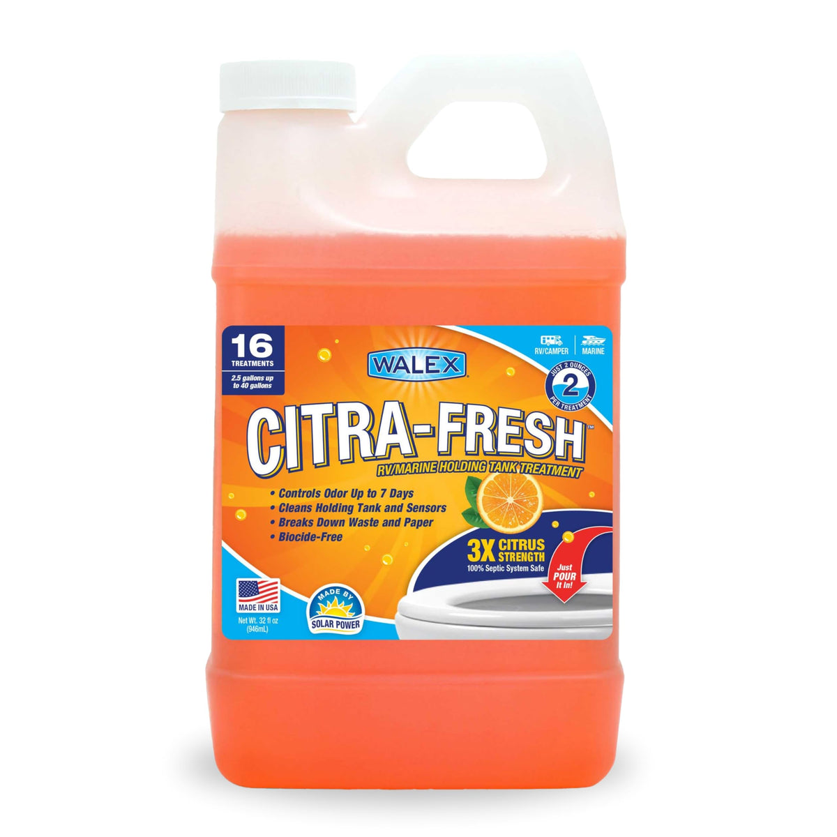 Walex Walex Citra-Fresh Liquid Holding Tank Treatment for RV, Camper & Marine - Black Water Tank Deodorizer - Outdoor Depot