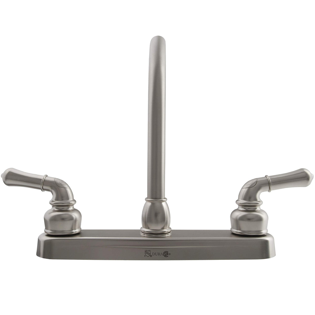 Dura Faucet Dura Faucet DF-PK210C-SN Hi-Rise RV Kitchen Sink Faucet with Classical Levers (Brushed Satin - Outdoor Depot