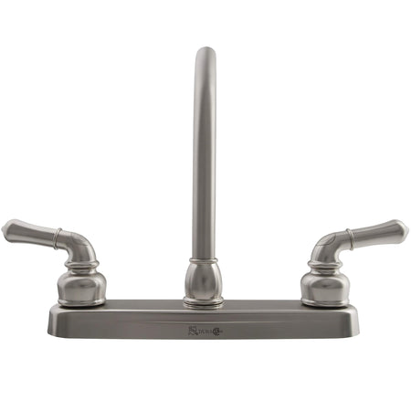 Dura Faucet Dura Faucet DF-PK210C-SN Hi-Rise RV Kitchen Sink Faucet with Classical Levers (Brushed Satin - Outdoor Depot