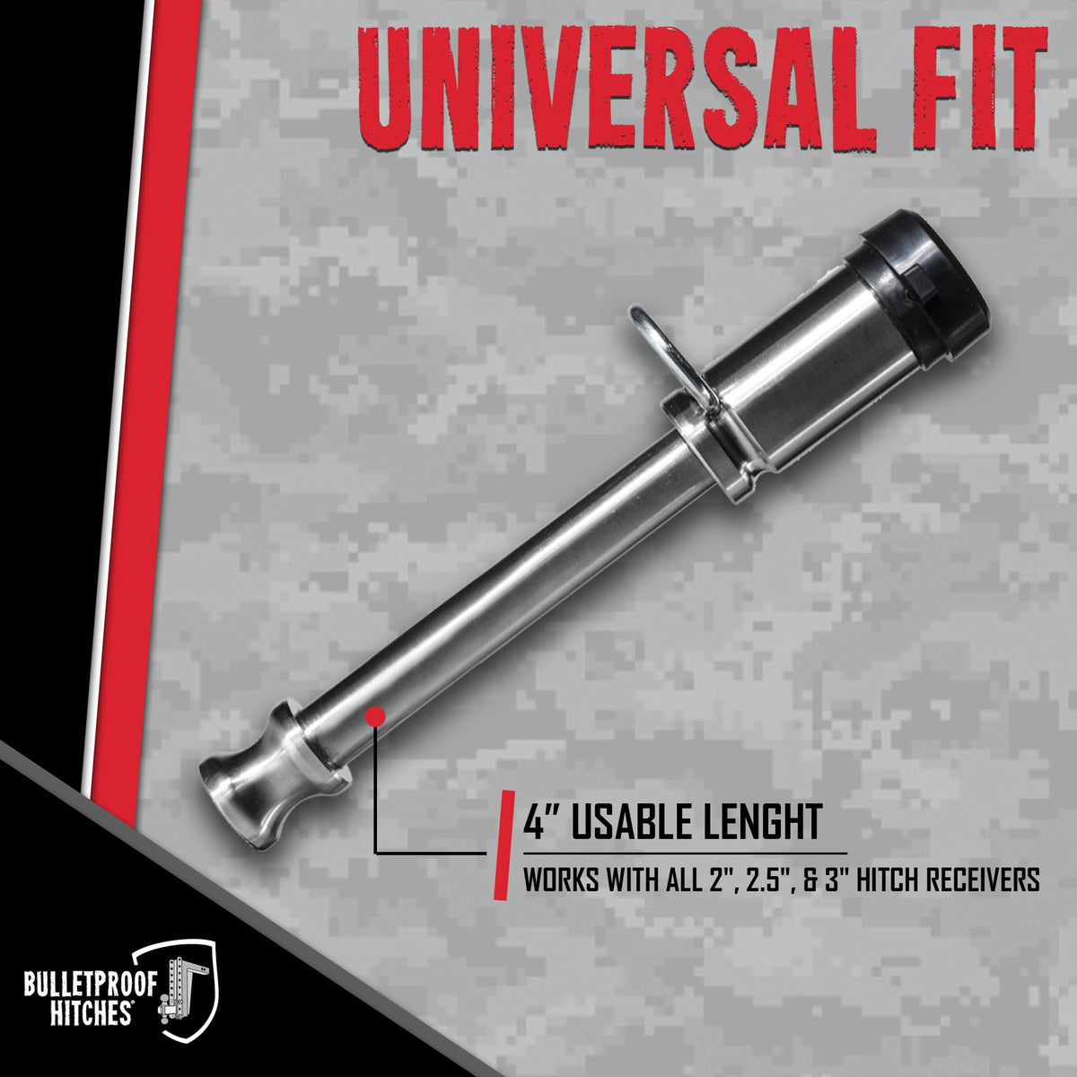 BulletProof Hitches BulletProof Hitches - 5/8" Trailer Hitch Locking Pin - Universal Fit, Stainless Steel, - Outdoor Depot