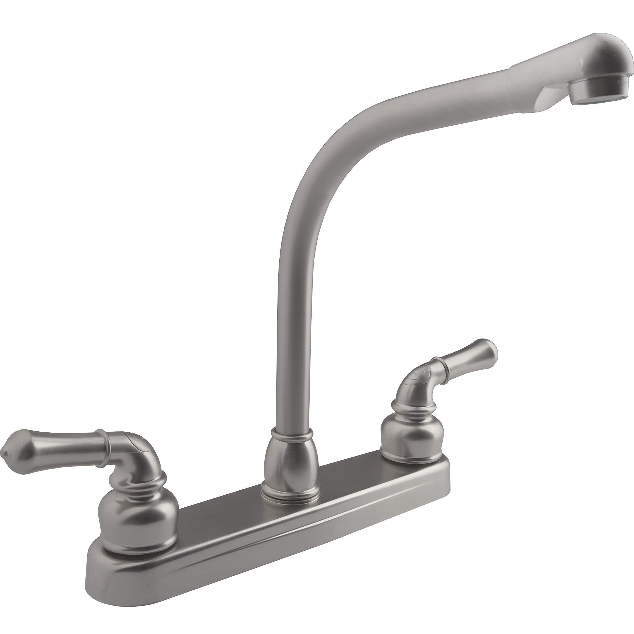 Dura Faucet Dura Faucet DF-PK210C-SN Hi-Rise RV Kitchen Sink Faucet with Classical Levers (Brushed Satin - Outdoor Depot