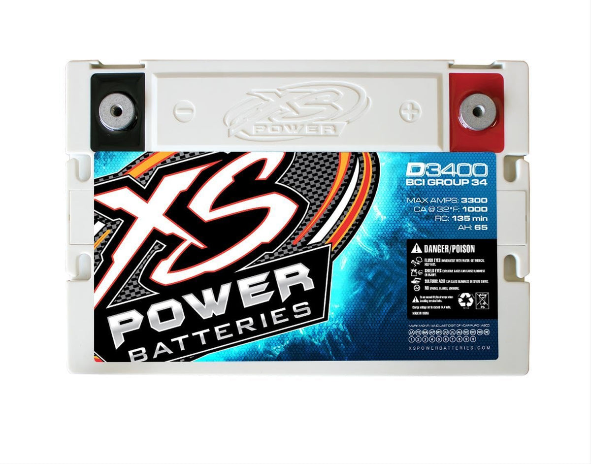 XS Power XS Power D3400 XS Series 12V 3,300 Amp AGM High Output Battery with M6 Terminal Bolt - Outdoor Depot
