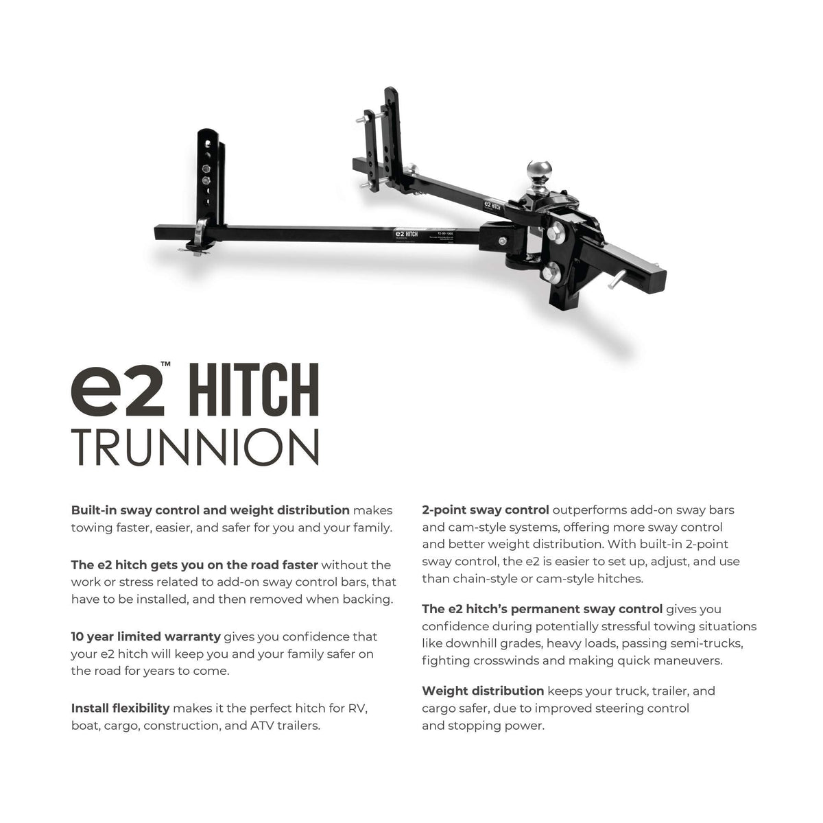 Fastway Fastway e2 2-Point Sway Control Trunnion Hitch, 92-00-0600, 6,000 Lbs Trailer Weight Rating, 600 Lbs - Outdoor Depot
