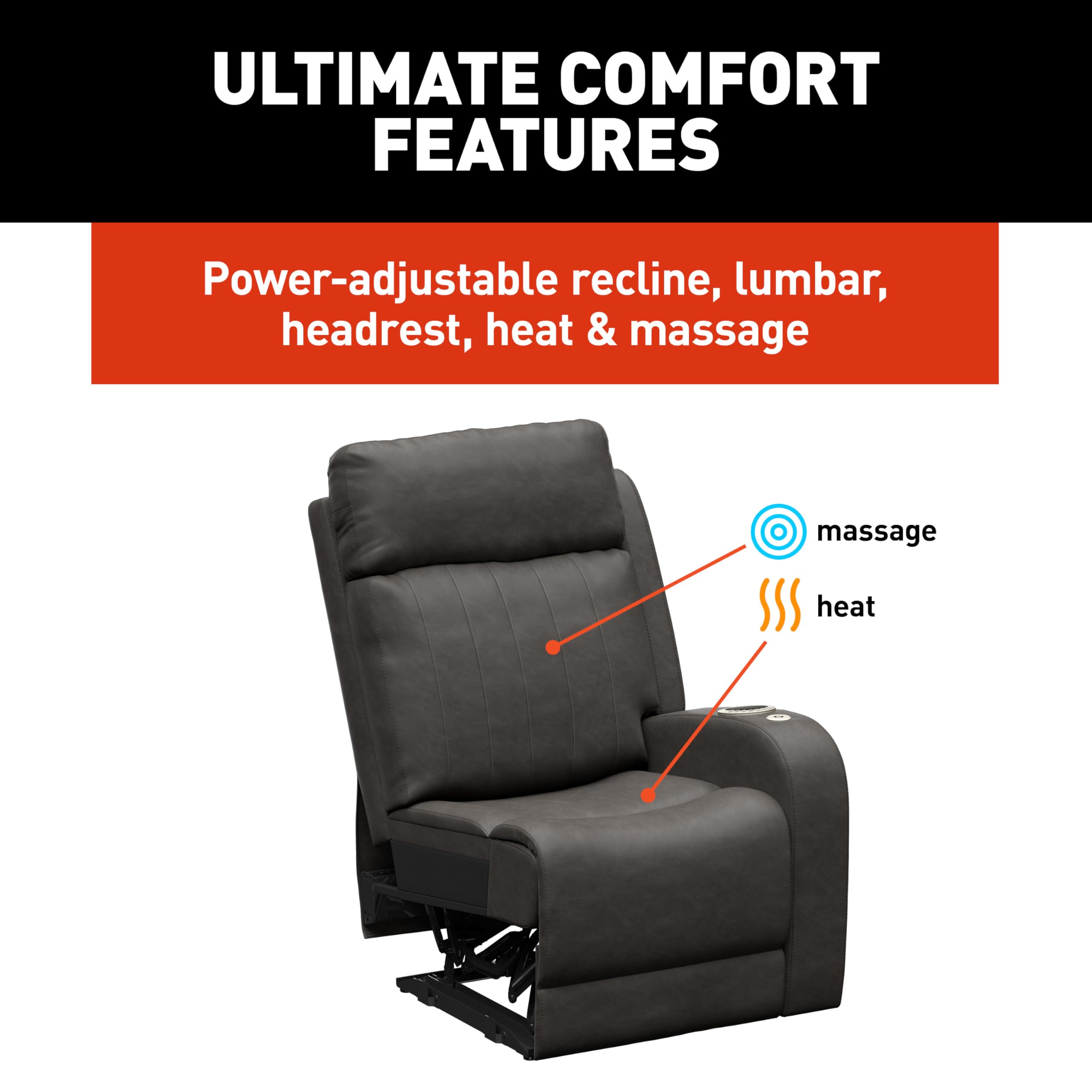 THOMAS PAYNE THOMAS PAYNE Signature Seismic Series McCoy RV Theater Seating Left Arm Recliner with Power - Outdoor Depot