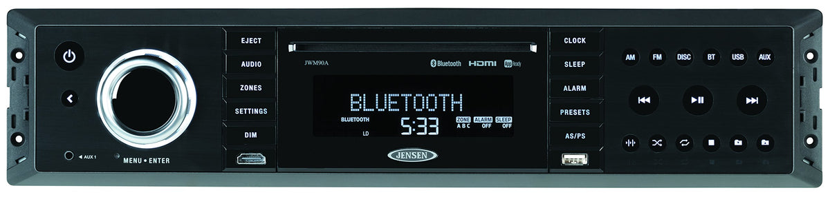 Jensen Jensen JWM90A Slimline 3-Zone Source Theater-Style Bluetooth Wallmount Stereo with App Control, - Outdoor Depot