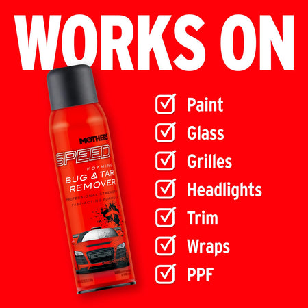 Mothers Mothers Speed Foaming Bug & Tar Remover, 18.5 oz. Aerosol — Fast-Acting, No-Drip Foam for Bug - Outdoor Depot