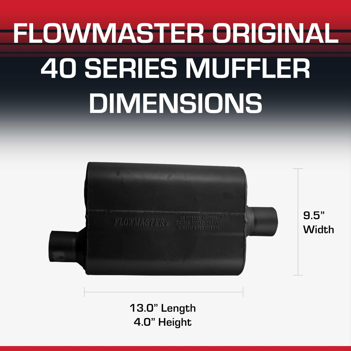 Flowmaster Flowmaster 40 Series Original Chambered Muffler – 2.50” Offset In / 2.50” Center Out – Aggressive - Outdoor Depot