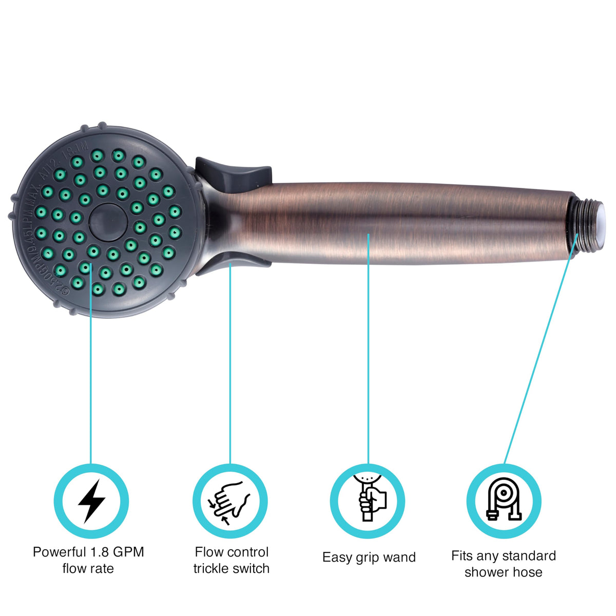 Dura Faucet Dura Faucet DF-SA400-ORB RV Hand Held Shower Wand, Water-Saving Trickle Switch (Oil Rubbed - Outdoor Depot