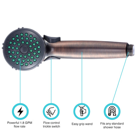 Dura Faucet Dura Faucet DF-SA400-ORB RV Hand Held Shower Wand, Water-Saving Trickle Switch (Oil Rubbed - Outdoor Depot