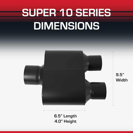 Flowmaster Flowmaster Super 10 Series Chambered Muffler – 3.00" Center In / 2.50" Dual Out – Race-Inspired - Outdoor Depot