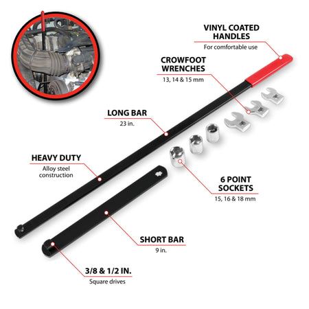 Performance Tool Performance Tool W84010 8 pc Long Handle Serpentine Belt Tool Kit for Spring-Loaded Idler - Outdoor Depot