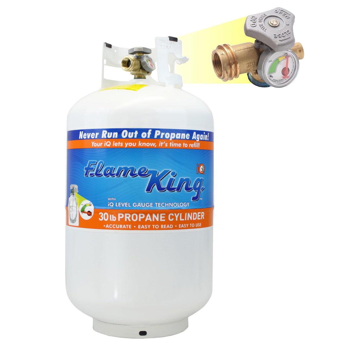 Flame King Flame King YSN330 30lb Steel Propane Tank Cylinder with Gauge and OPD Valve for Grills and BBQs, - Outdoor Depot