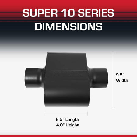 Flowmaster Flowmaster Super 10 Series Chambered Muffler – 3.00” Center In / 3.00” Center Out – Race-Inspired - Outdoor Depot