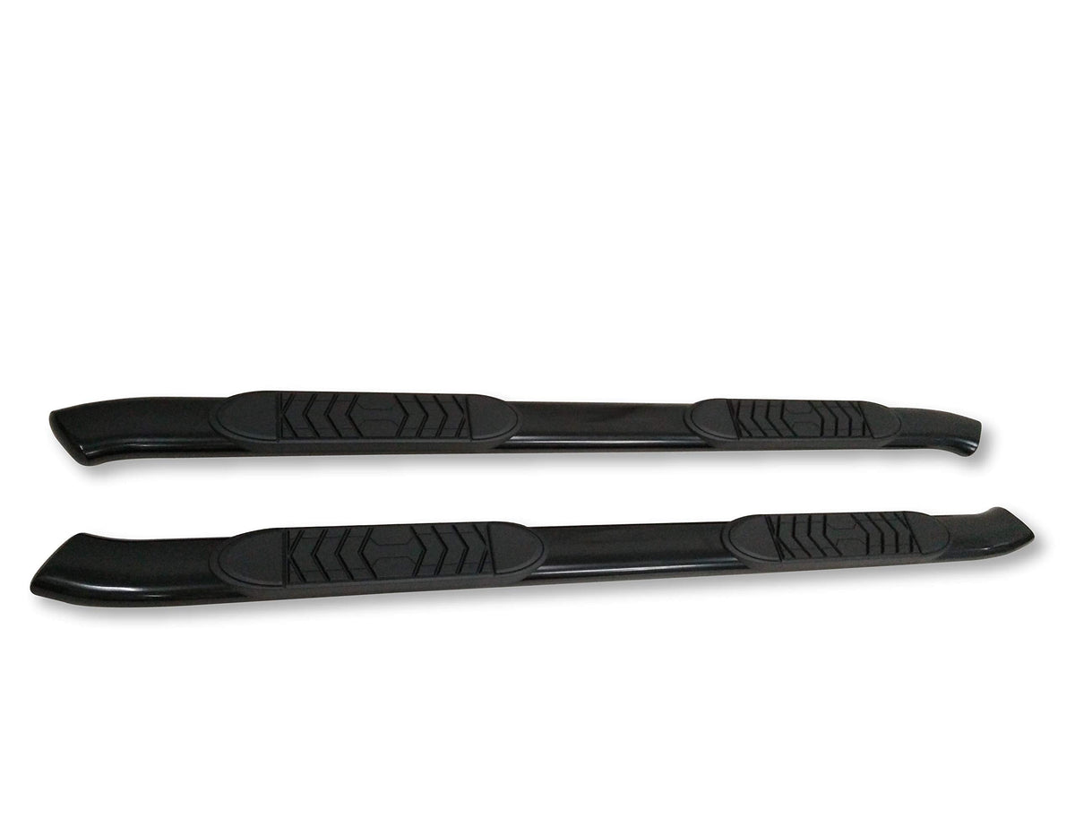 Trailfx TrailFX A7086B 5 Inch Oval Bent Nerf Bar Side Steps with Step Pads Black Powder-Coated Steel Welded - Outdoor Depot