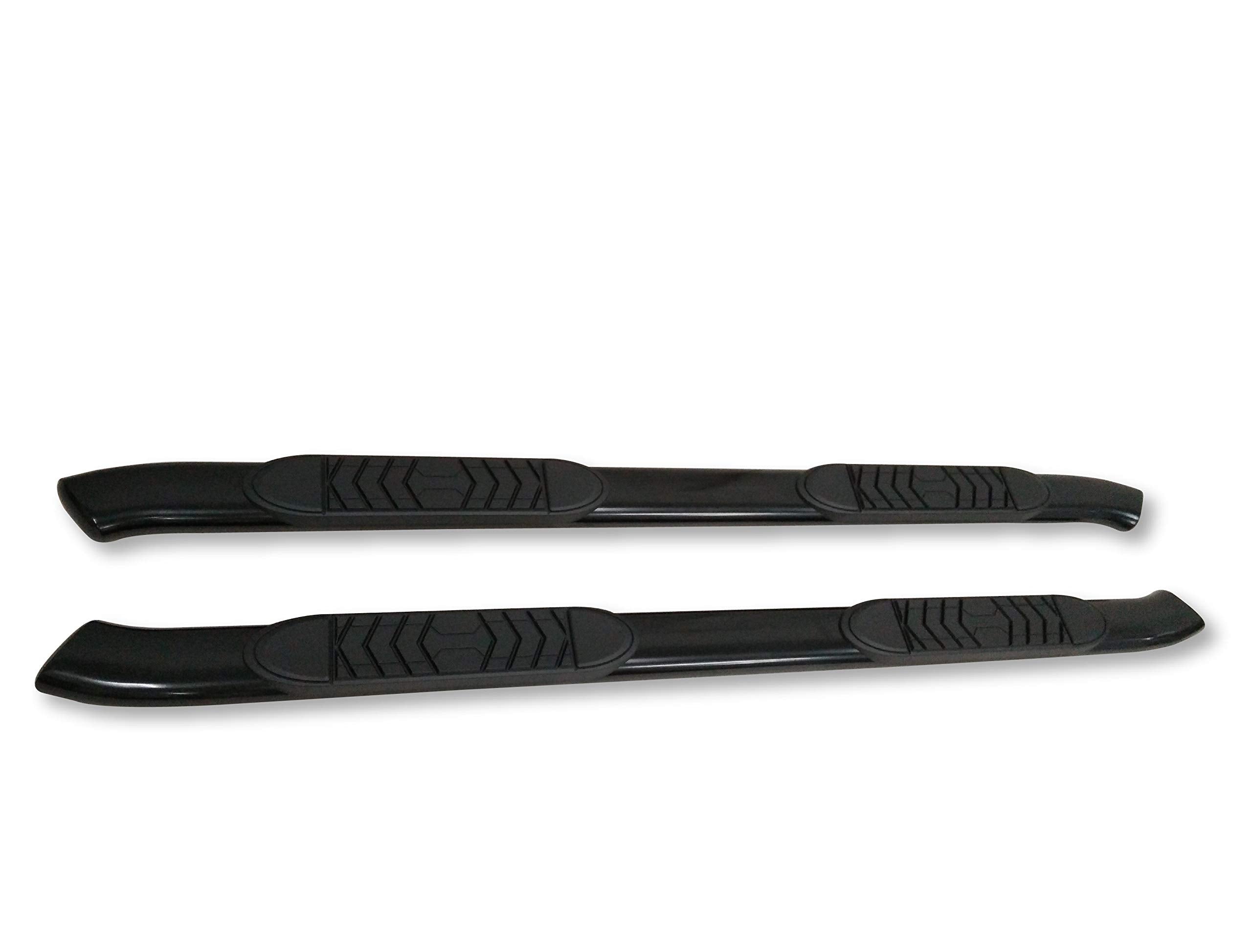 Trailfx TrailFX A7086B 5 Inch Oval Bent Nerf Bar Side Steps with Step Pads Black Powder-Coated Steel Welded - Outdoor Depot