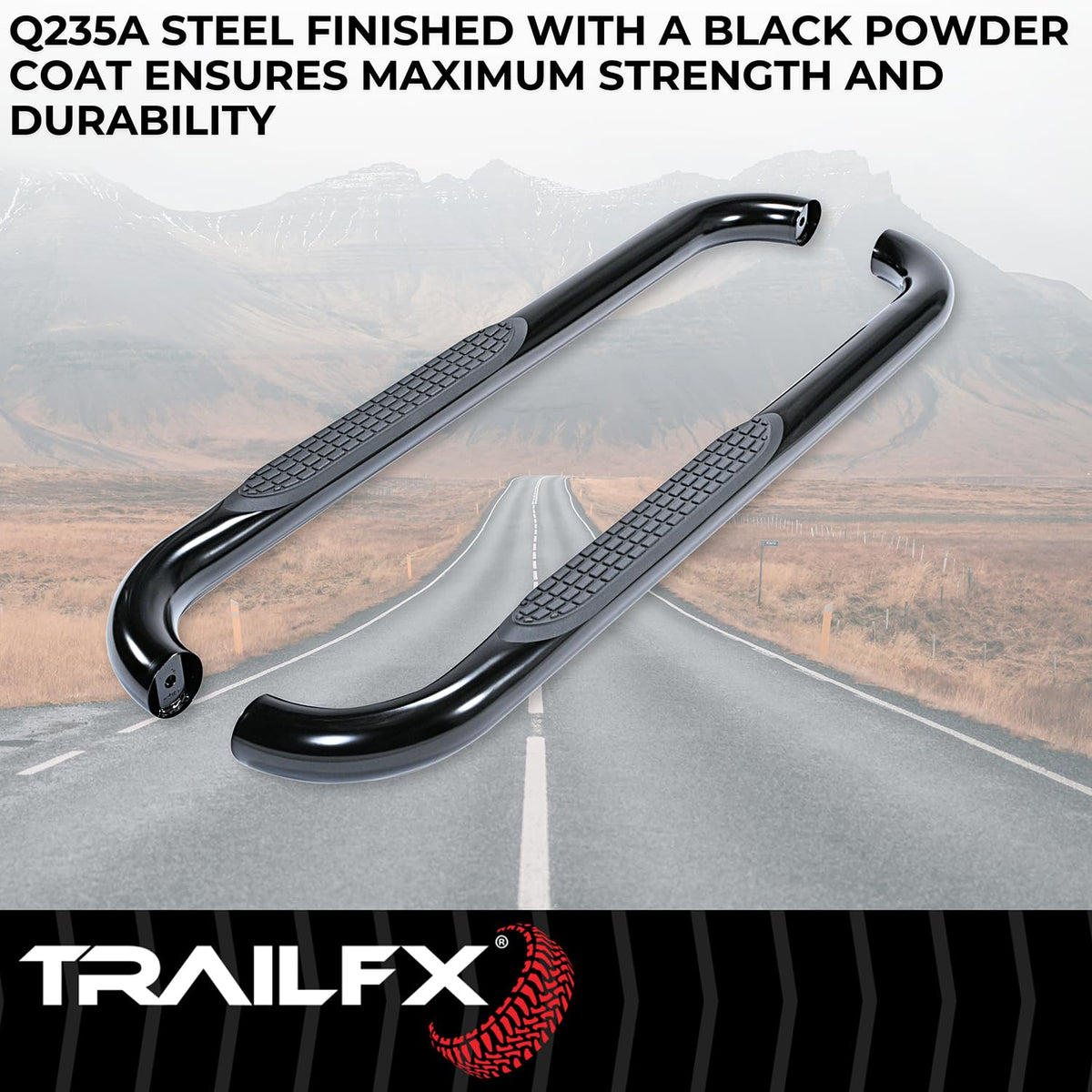 Trailfx TrailFX Nerf Bars Fits Ford F-150 Standard Cab 2015-2026 Black Powder Coated Steel Side Steps with - Outdoor Depot