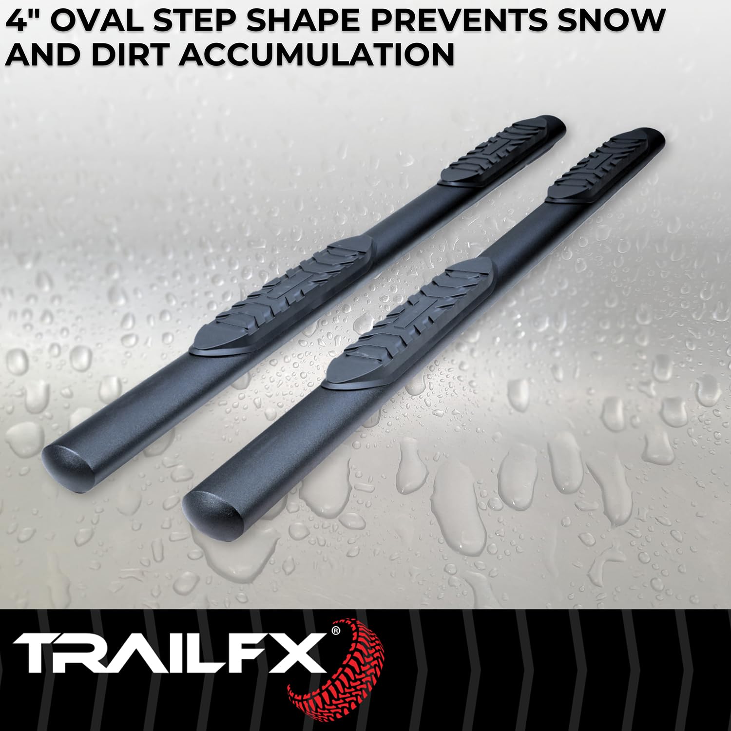 Trailfx TrailFX Nerf Bar Fits 2024-2025 Toyota Tacoma Double Cab 4 Inch Oval Straight with Step Pads Rocker - Outdoor Depot