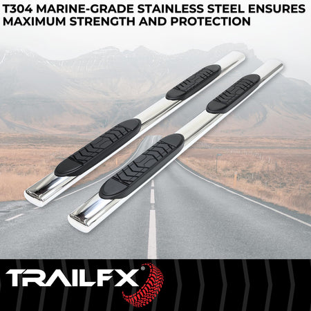 Trailfx TrailFX Nerf Bars for Chevrolet Silverado 1500 Crew Cab 2020-2021 Polished Stainless Steel 5 Inch - Outdoor Depot
