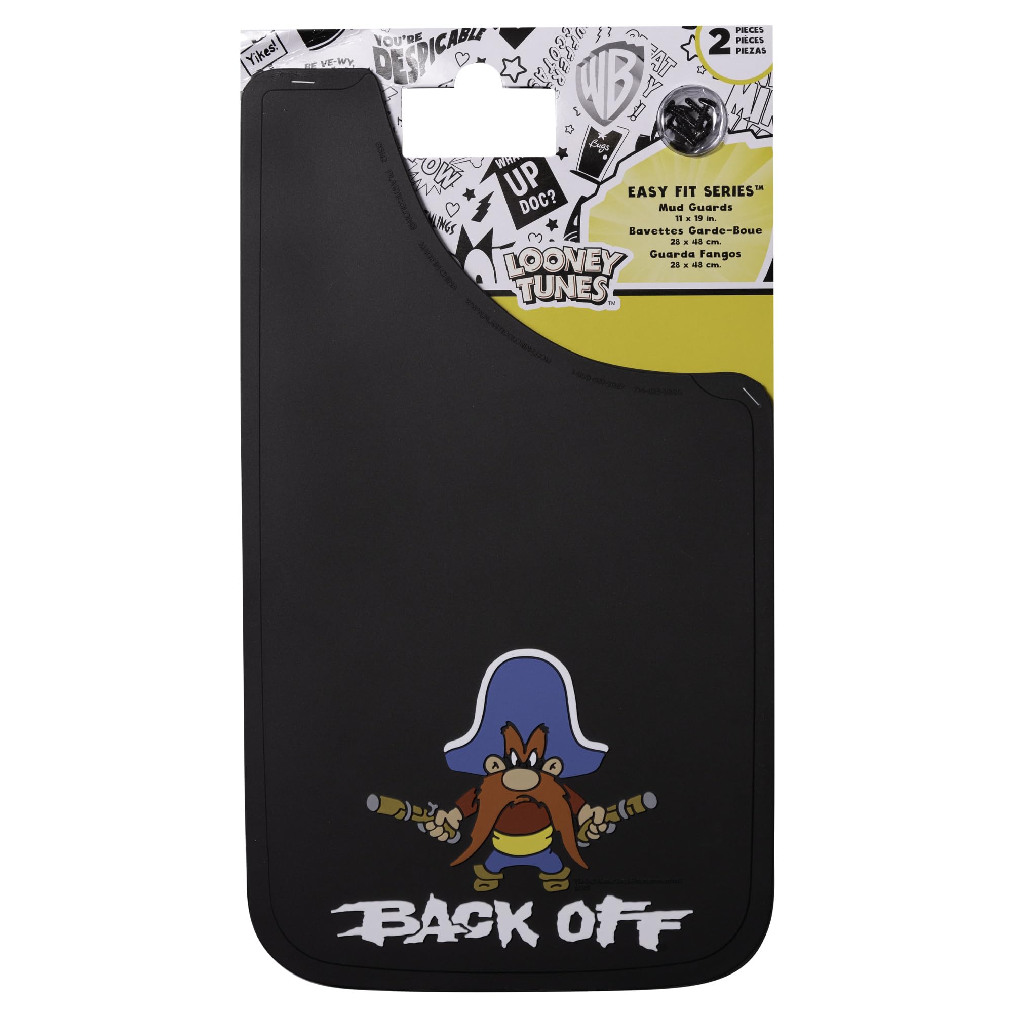 Plasticolor Plasticolor 000502R01 Yosemite Sam Back Off Easy Fit Mud Guard 11" - Set of 2,Multi-colored - Outdoor Depot
