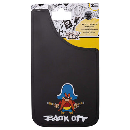 Plasticolor Plasticolor 000502R01 Yosemite Sam Back Off Easy Fit Mud Guard 11" - Set of 2,Multi-colored - Outdoor Depot