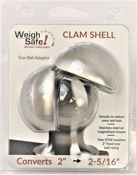 Weigh Safe Weigh Safe Clamshell - Stainless Steel Tow Ball Adapter - Converts 2" Tow Ball to 2-5/16" - - Outdoor Depot