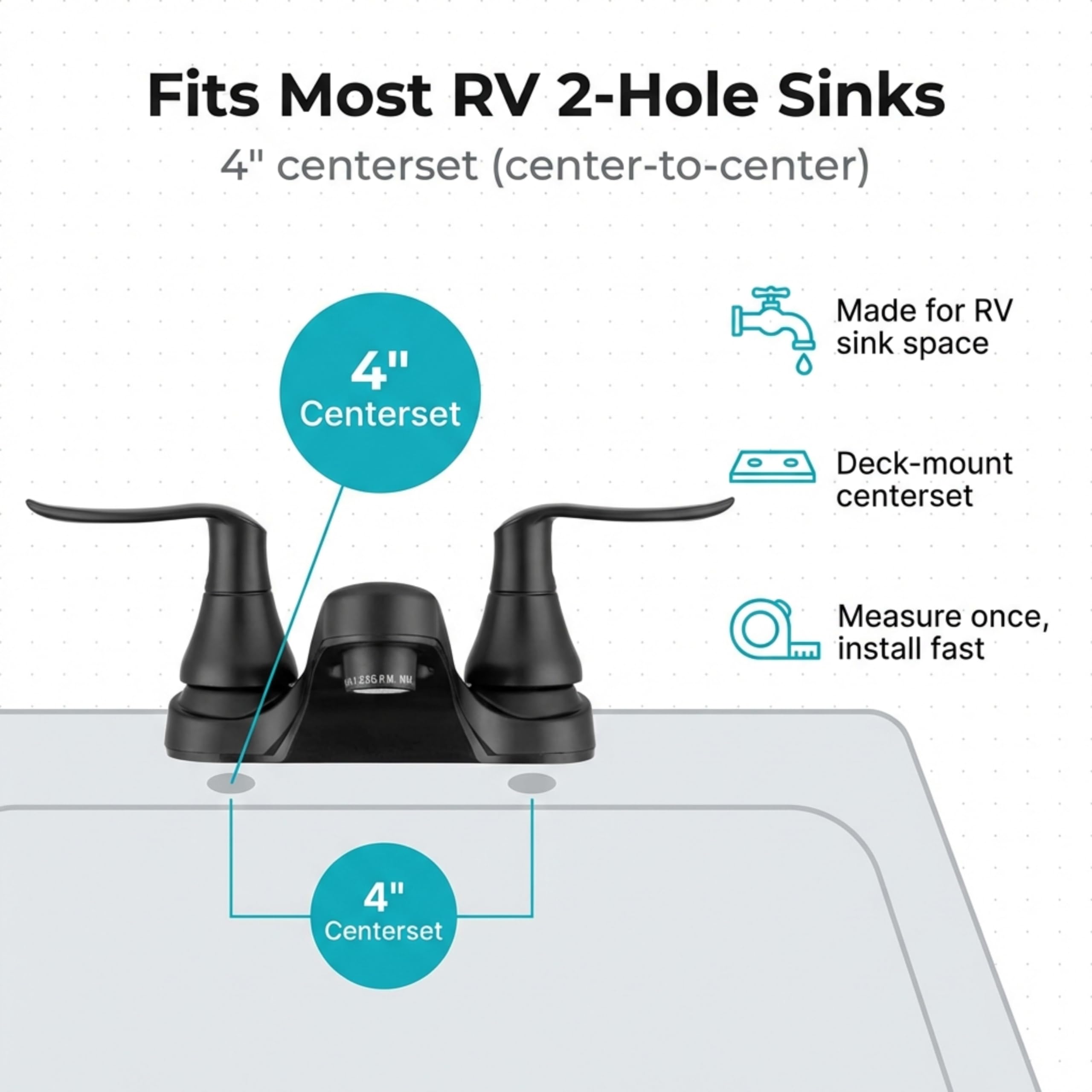 Dura Faucet Dura Faucet DF-PL700LH-MB RV Bathroom Faucet with Winged Levers (Matte Black) - Outdoor Depot