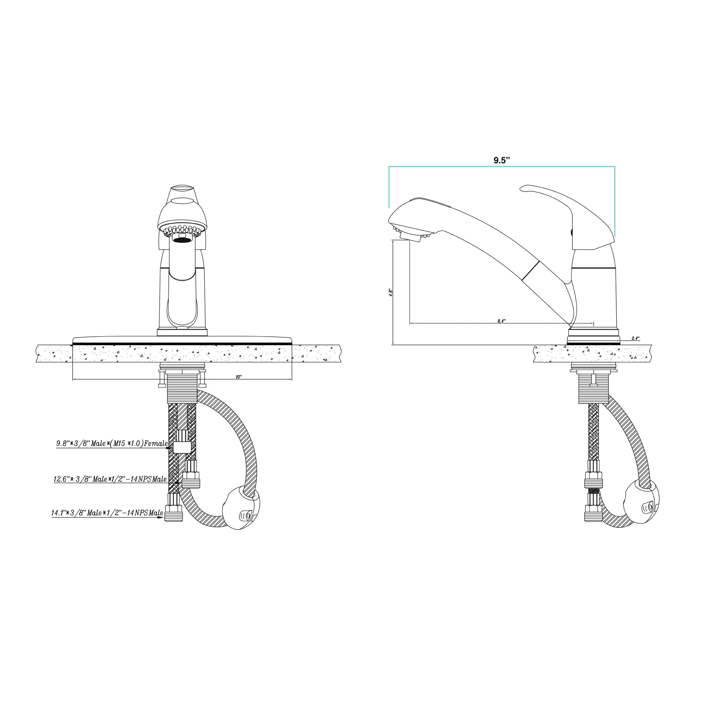 Dura Faucet Dura Faucet DF-NMK852-SN RV Pull-Out Swivel Single Handle Kitchen Sink Faucet - One-Hole - Outdoor Depot