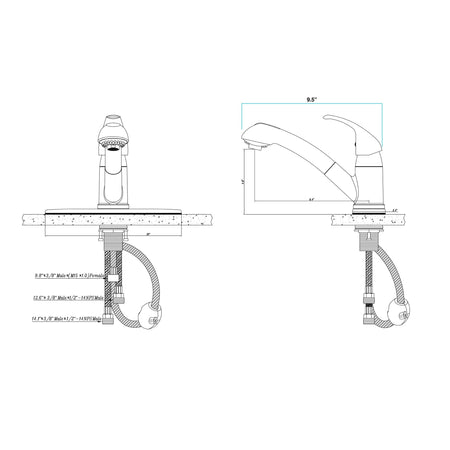 Dura Faucet Dura Faucet DF-NMK852-SN RV Pull-Out Swivel Single Handle Kitchen Sink Faucet - One-Hole - Outdoor Depot